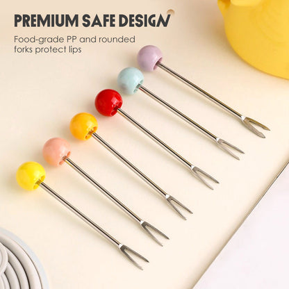 Cute Unicorn Fruit Fork Set with Storage Holder